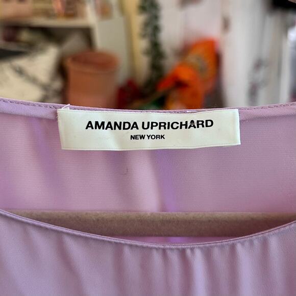 NWT Amanda Uprichard Ruffle Short Sleeve Flowy Blouse Size Large Purple - Picture 12 of 14